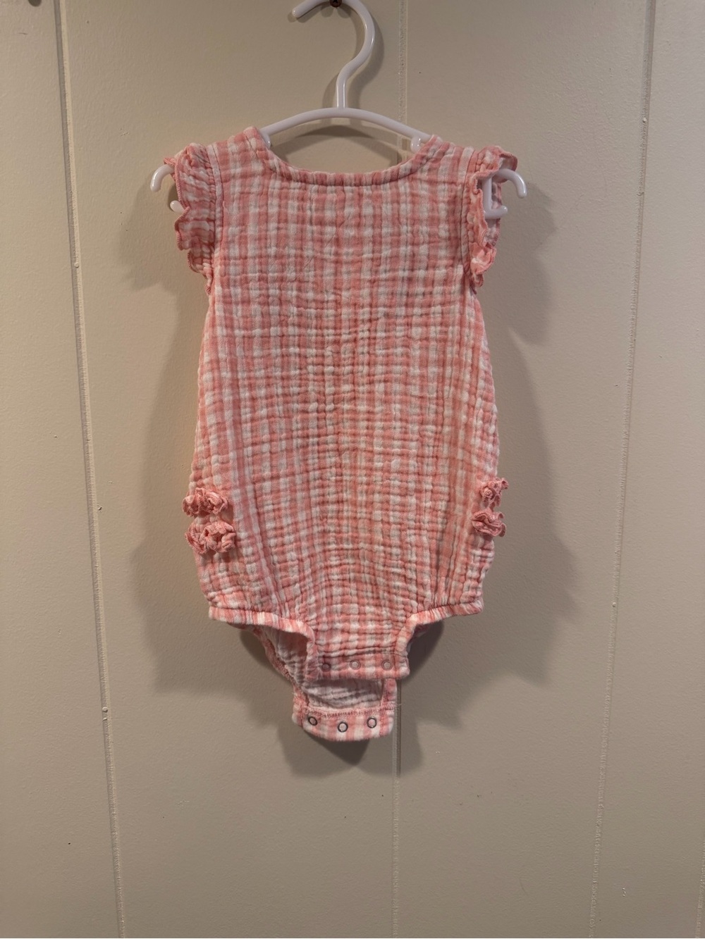 Gerber Pink and White Gauze Baby Romper
